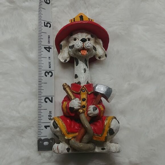 Small Firehouse Dalmation Figurine Whimsical Firefighter Decor - Picture 7 of 8